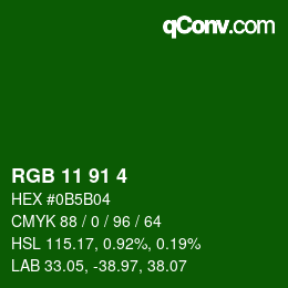 Color code: RGB 11 91 4 | qconv.com