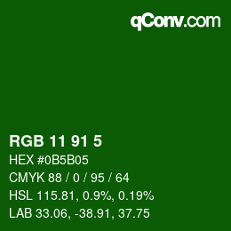 Color code: RGB 11 91 5 | qconv.com
