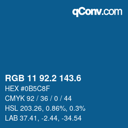 カラーコード: RGB 11 92.2 143.6 | qconv.com