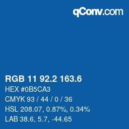 カラーコード: RGB 11 92.2 163.6 | qconv.com