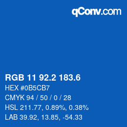 カラーコード: RGB 11 92.2 183.6 | qconv.com