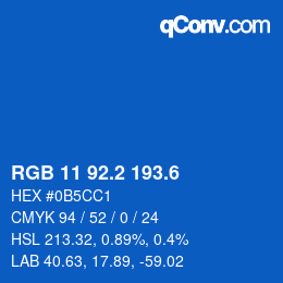 カラーコード: RGB 11 92.2 193.6 | qconv.com