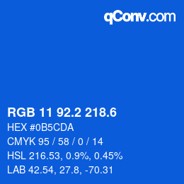 カラーコード: RGB 11 92.2 218.6 | qconv.com