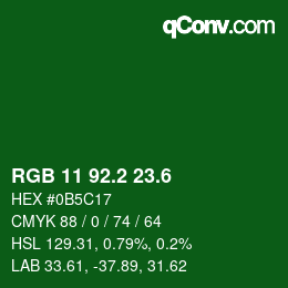 カラーコード: RGB 11 92.2 23.6 | qconv.com