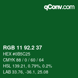 カラーコード: RGB 11 92.2 37 | qconv.com