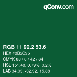 カラーコード: RGB 11 92.2 53.6 | qconv.com