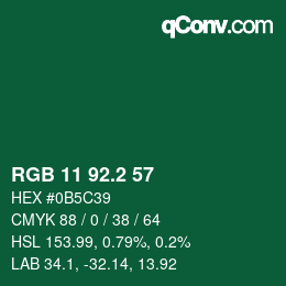 カラーコード: RGB 11 92.2 57 | qconv.com
