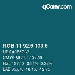 カラーコード: RGB 11 92.6 103.6 | qconv.com