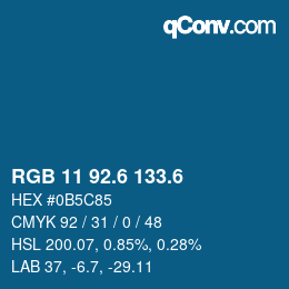 カラーコード: RGB 11 92.6 133.6 | qconv.com