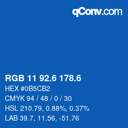 カラーコード: RGB 11 92.6 178.6 | qconv.com