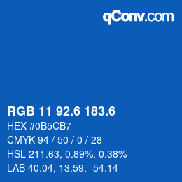 カラーコード: RGB 11 92.6 183.6 | qconv.com