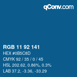カラーコード: RGB 11 92 141 | qconv.com