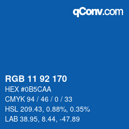 カラーコード: RGB 11 92 170 | qconv.com