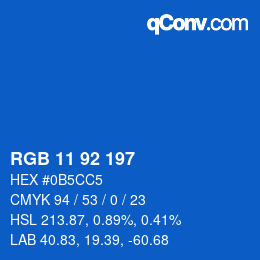 カラーコード: RGB 11 92 197 | qconv.com