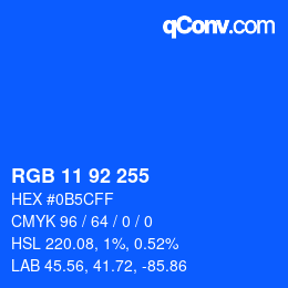 颜色代码: RGB 11 92 255 | qconv.com