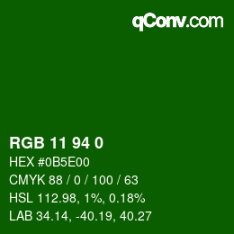 Color code: RGB 11 94 0 | qconv.com