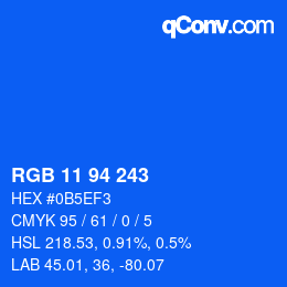 Color code: RGB 11 94 243 | qconv.com