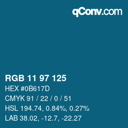 Color code: RGB 11 97 125 | qconv.com