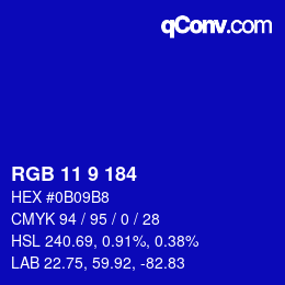 Color code: RGB 11 9 184 | qconv.com