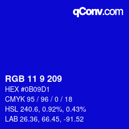 Color code: RGB 11 9 209 | qconv.com