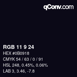 Farbcode: RGB 11 9 24 | qconv.com