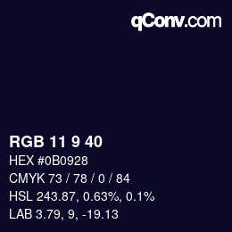 Color code: RGB 11 9 40 | qconv.com