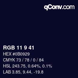 カラーコード: RGB 11 9 41 | qconv.com