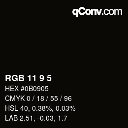 Color code: RGB 11 9 5 | qconv.com