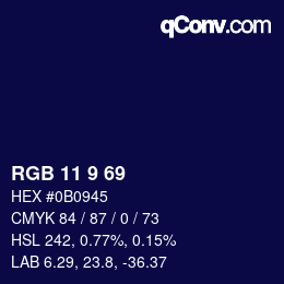 Color code: RGB 11 9 69 | qconv.com