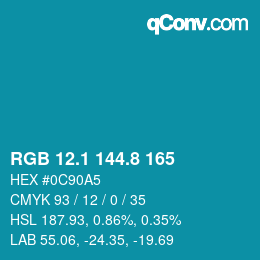 Color code: RGB 12.1 144.8 165 | qconv.com