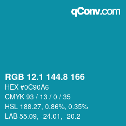 Farbcode: RGB 12.1 144.8 166 | qconv.com