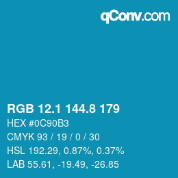 Color code: RGB 12.1 144.8 179 | qconv.com
