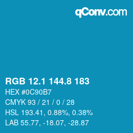 カラーコード: RGB 12.1 144.8 183 | qconv.com