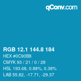 Color code: RGB 12.1 144.8 184 | qconv.com