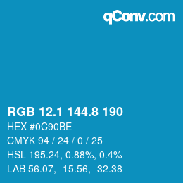 Color code: RGB 12.1 144.8 190 | qconv.com