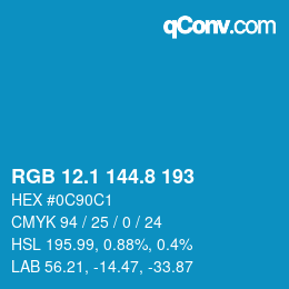 Color code: RGB 12.1 144.8 193 | qconv.com