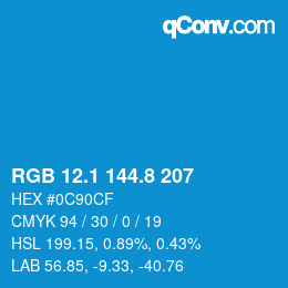 Color code: RGB 12.1 144.8 207 | qconv.com
