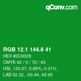 カラーコード: RGB 12.1 144.8 41 | qconv.com