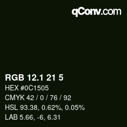 カラーコード: RGB 12.1 21 5 | qconv.com