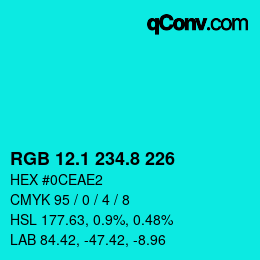 カラーコード: RGB 12.1 234.8 226 | qconv.com