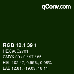 カラーコード: RGB 12.1 39 1 | qconv.com