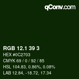 カラーコード: RGB 12.1 39 3 | qconv.com