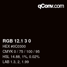 カラーコード: RGB 12.1 3 0 | qconv.com