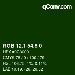 Color code: RGB 12.1 54.8 0 | qconv.com
