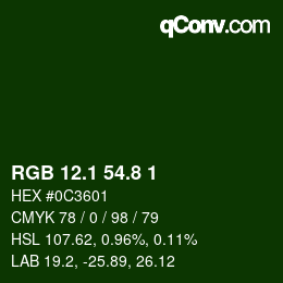 カラーコード: RGB 12.1 54.8 1 | qconv.com
