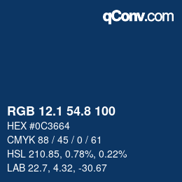 カラーコード: RGB 12.1 54.8 100 | qconv.com