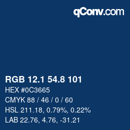 Color code: RGB 12.1 54.8 101 | qconv.com