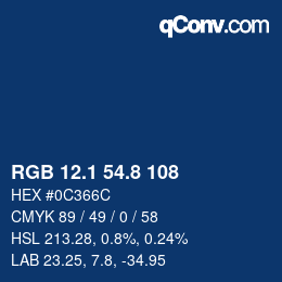 Color code: RGB 12.1 54.8 108 | qconv.com