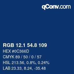 カラーコード: RGB 12.1 54.8 109 | qconv.com