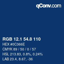 Color code: RGB 12.1 54.8 110 | qconv.com